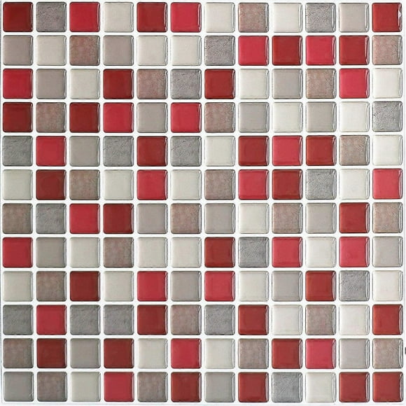 3D Mosaic Tiles Adhesive Wall Waterproof Self-adhesive Tile Sticker 23.6X23.6cm for Kitchen Bathroom-4 pieces