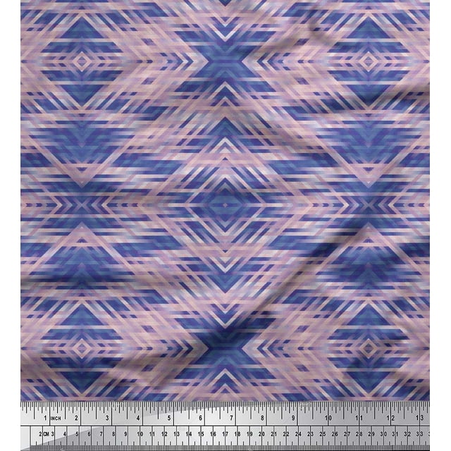 Soimoi Poly Georgette Fabric Stripe & Argyle Check Decor Fabric Printed Yard 42 Inch Wide