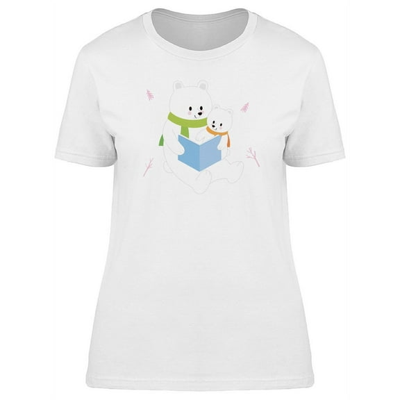 Polar Bear Mom & Child Book T-Shirt Women -Image by Shutterstock, Female x-Large