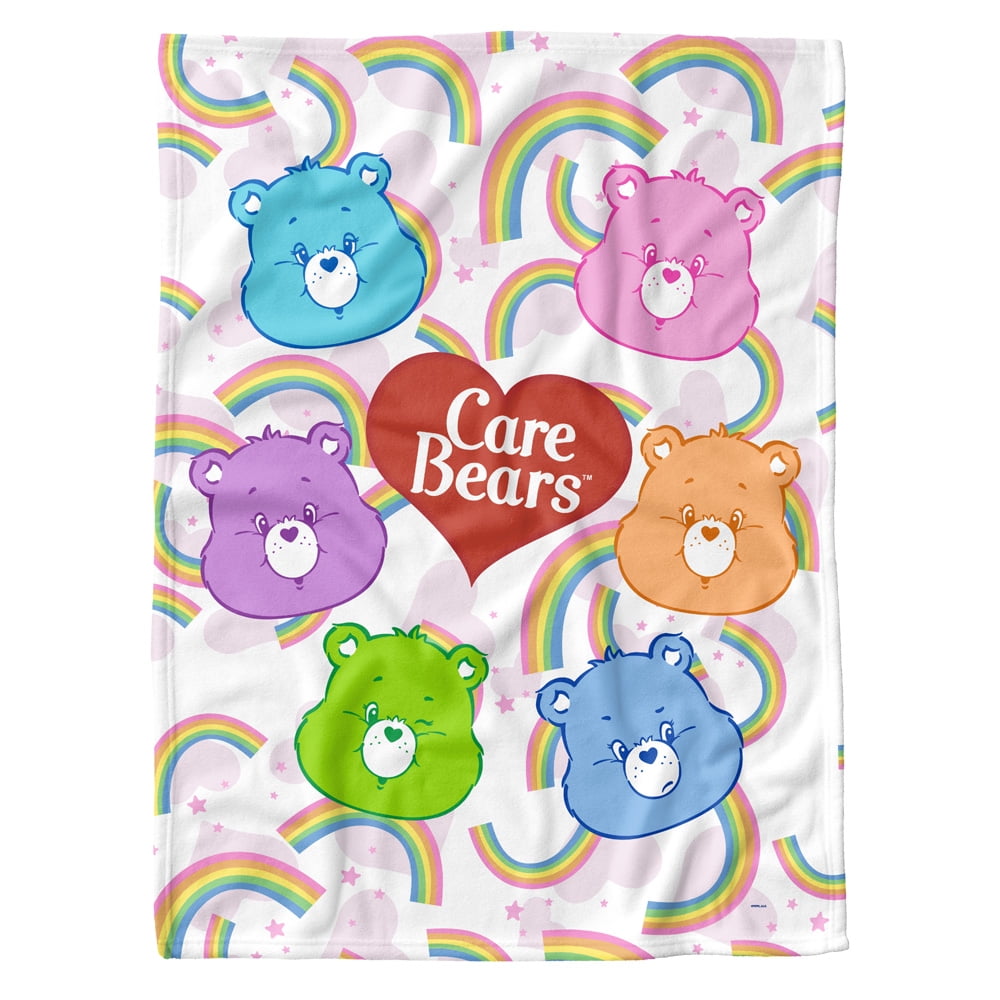 Care Bears Blanket, 30x40 Bear Heads Soft Fleece Baby Blanket for