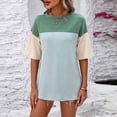 thumbnail image 1 of Fiudx Ofertas Del Día Camisetas Holgadas de Manga Corta Coloridas con Cuello Redondo Nuevas de Verano para Mujer, 1 of 6