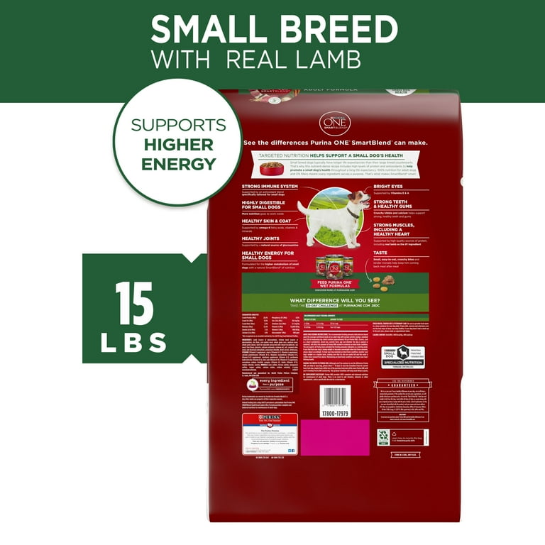 Purina ONE Natural Small Breed Dry Dog Food Plus Lamb Rice Formula 15 lb. Bag