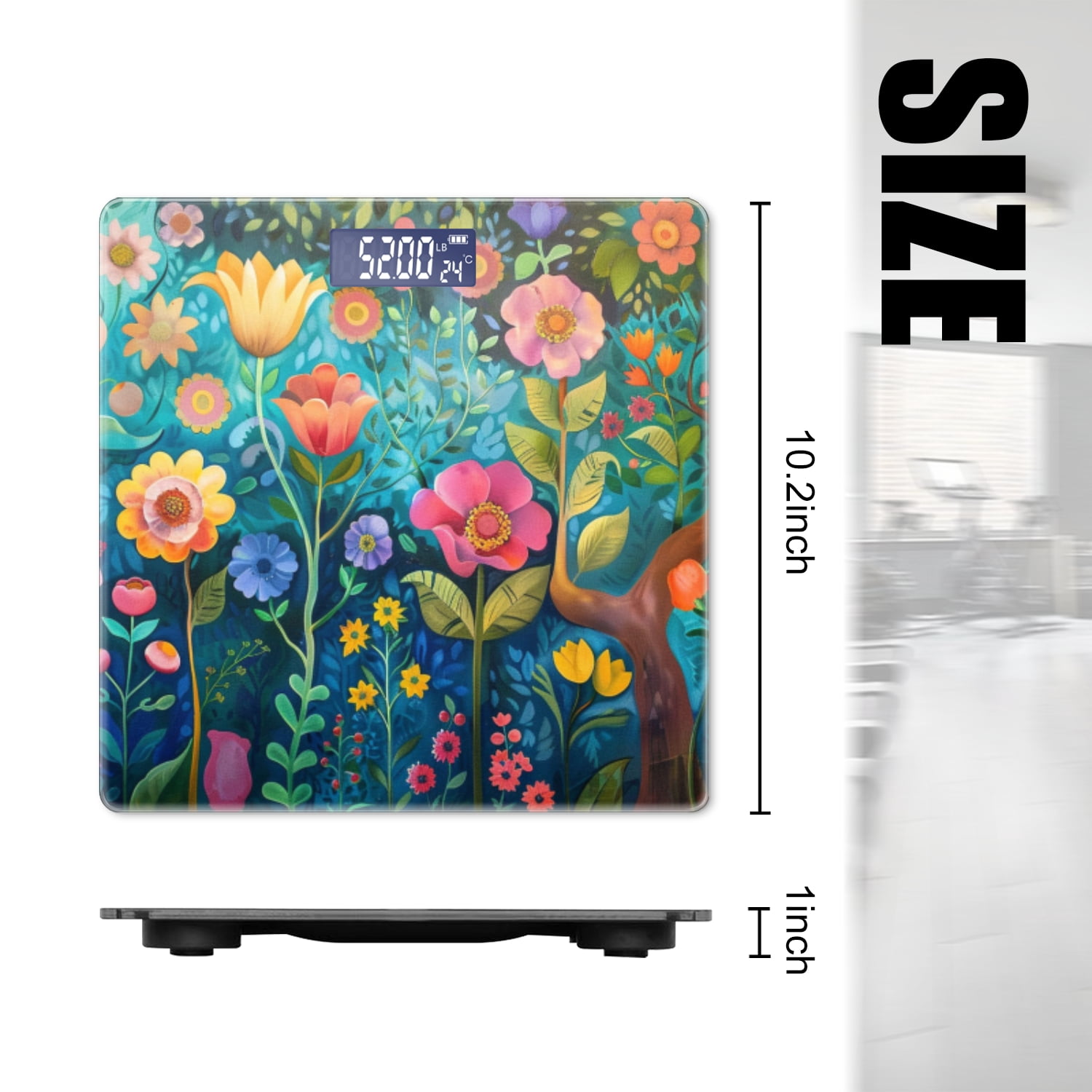 Bathroom Scale, Highly Accurate Digital Body Scale,Precisely Measures Weight up to 400 lbs-Vibrant Garden Filled With Blooming Flowers And Lush Greenery
