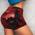 thumbnail image 4 of Rateoe Abstract Red Textured Canvas Printed Power Workout Shorts for Women Tummy Control Squat Proof Ribbed Thick Seamless Scrunch Active Short-Medium, 4 of 8