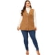 thumbnail image 3 of Plus Size Vests for Women Long Sleeveless Casual Lapel Suede Vest 1X Brown, 3 of 6