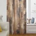 thumbnail image 5 of Brown Abstract Sheer Curtains 45" Long, Vintage Geometric Gradient Oil Painting Modern Light Filering Curtains, Breathable Simi Curtain Privacy Drapes for Kitchen Bathroom Small Window Treatment, 5 of 9