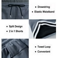thumbnail image 6 of ASUDESIRE Men's Athletic Shorts 2 in 1 Workout Running Shorts with Reflective Zipper Pockets and Towel Loop-Grey-XL, 6 of 8