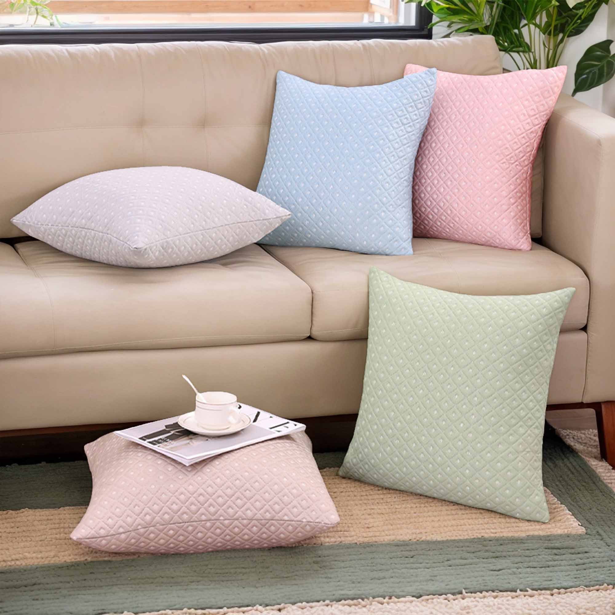 Unique Bargains Set of 2 Soft Modern Geometric Pillow Cushion Cases Green 20" x 20"