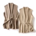 thumbnail image 2 of Chaleco de cuello en V de lana merino 100 % para mujer, cárdigan de punto corto, abrigo, suéter, chaqueta de moda de primavera y otoño 2022, 2 of 5