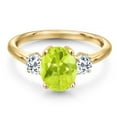 thumbnail image 3 of Gem Stone King 18K Yellow Gold Plated Silver Yellow Lemon Quartz and White Topaz Engagement Ring for Women | 2.31 Cttw | Oval 9X7MM | Gemstone Birthstone | Size 9, 3 of 6