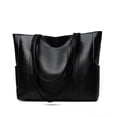 thumbnail image 4 of Bolsa de hombro informal de gran capacidad para mujer, con asa superior de PU sólido (negro) Likrtyny  Para Estrenar, 4 of 9