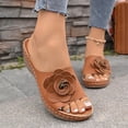 thumbnail image 5 of Bkhluea Women Wedge Slide Sandals Floral Applique Shoes Comfortable For Casual Home Travel Daily Outdoor Activities, 5 of 7