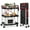 Black + Red, variant on COZONY 3 Tiers Foldable Alloy Utility Cart, Portable Folding Service Cart with Wheels, Ideal Organizer for Kitchen, Laundry Room, Office, Gray + Red