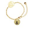 thumbnail image 2 of Delight Jewelry Goldtone Large Disc Letter - & - 3/4'' Gold-tone Flower Link Chain Bracelet, 6.75"+2" Extender, 2 of 4