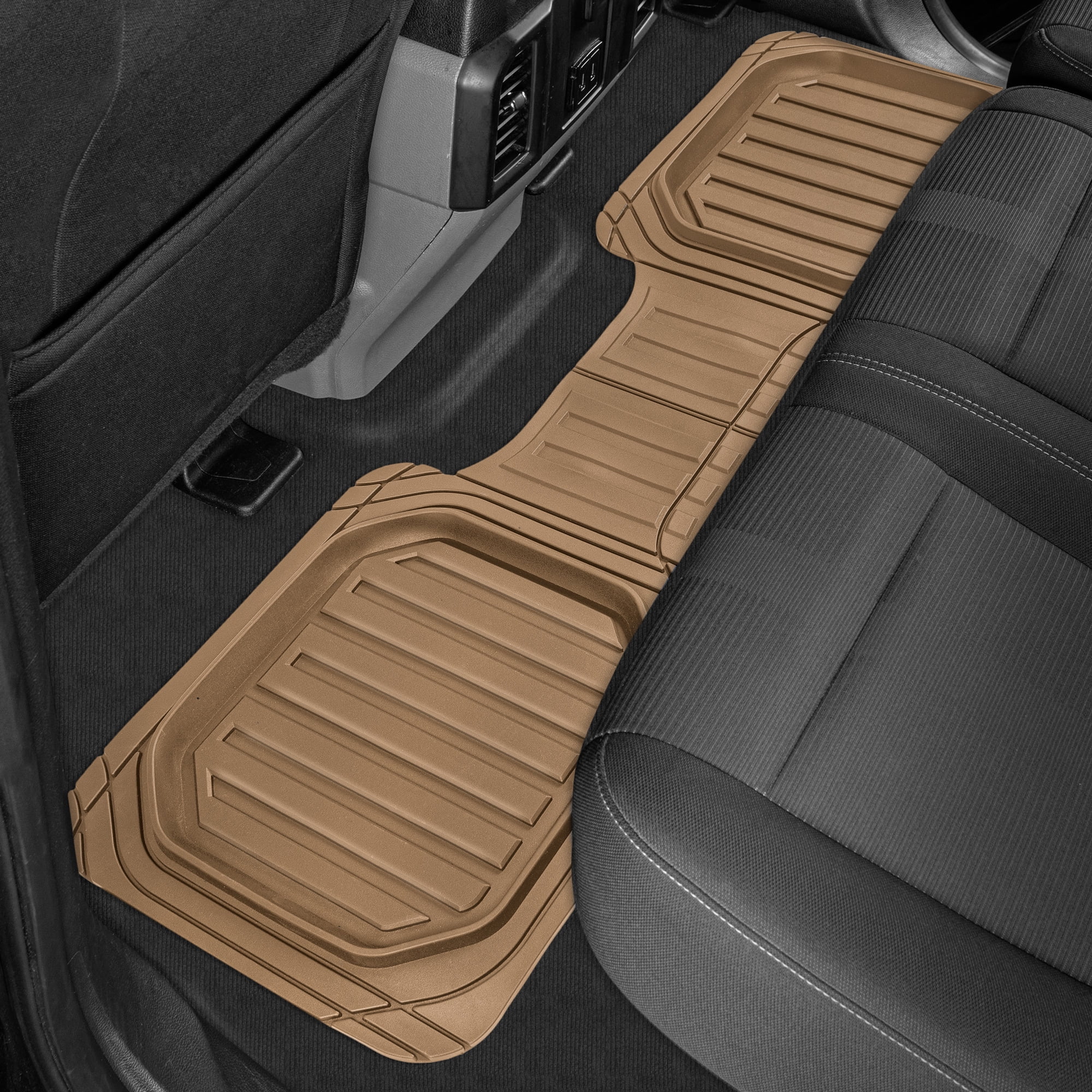 Heavy Duty All Weather Odorless BDK Caterpillar CAMT-1003 Universal Trim to Fit Front & Rear Combo Set for Car Sedan SUV Van Deep Dish Rubber Car Floor Mats with Trunk Cargo Liner 3-Piece 