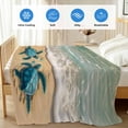 thumbnail image 4 of Coastal Turtle Cooling Blanket, Lightweight Breathable Summer Throw Blanket with Double Sided Cold Effect, Summer Beach Nautical Ocean Waves Picnic Beach Blankets Bed Sheet for Hot Sleepers 50"x60", 4 of 8