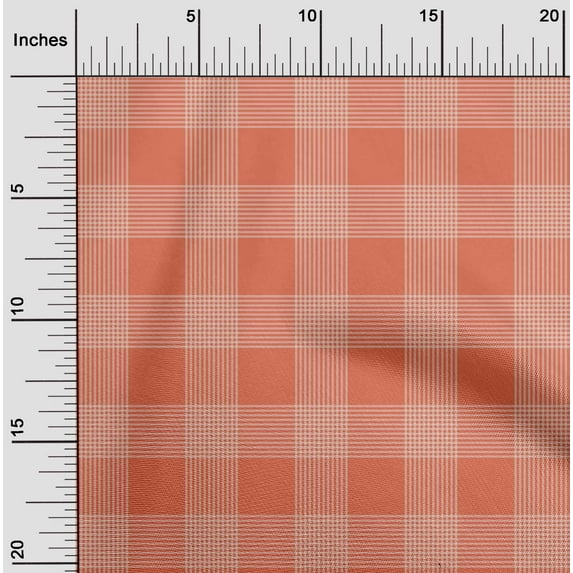 oneOone Viscose Chiffon Dark Peach Fabric Gingham Check Sewing Material Print Fabric By The Yard 42 Inches Wide