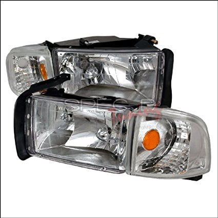 1999 Dodge Ram - Spec-D Tuning Dodge Ram 1994 1995 1996 1997 1998 1999 2000 2001 Euro Headlights - Chrome
