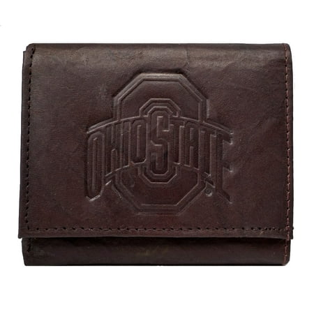 Ohio State Buckeyes NCAA Embossed Logo Dark Brown Leather Trifold Wallet
