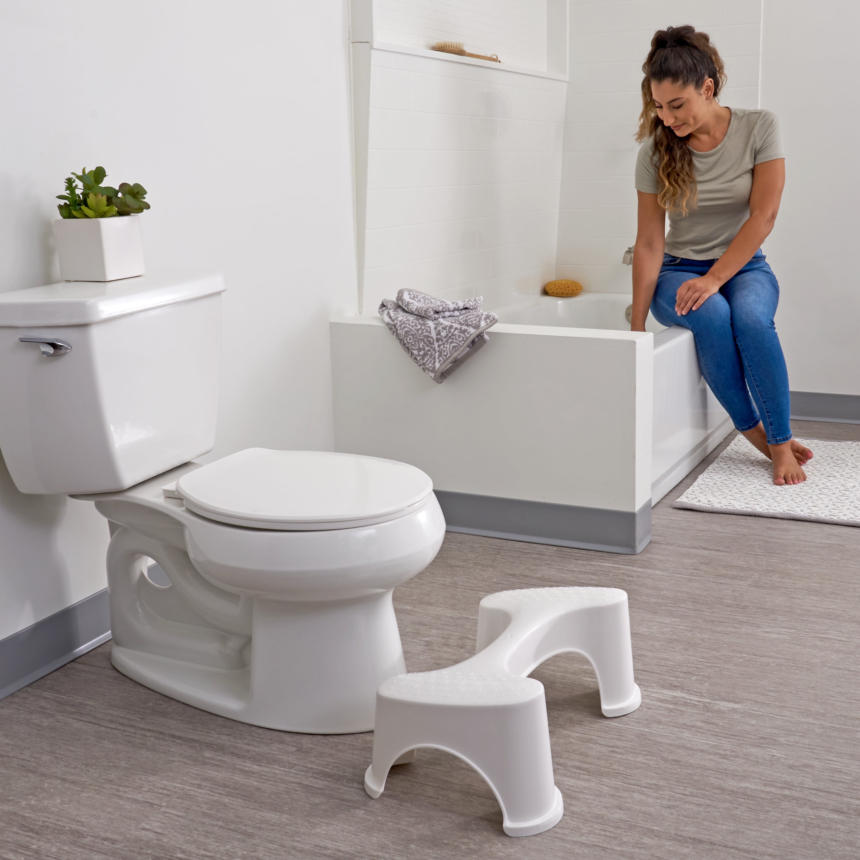 Clorox Antimicrobial Reversible Toilet Stool with Elevated Support, White, 250 lb Limit