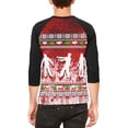 thumbnail image 2 of Ugly Christmas Sweater Bloody Zombie Attack Survivor Mens Raglan T Shirt White-Black X-LG, 2 of 2