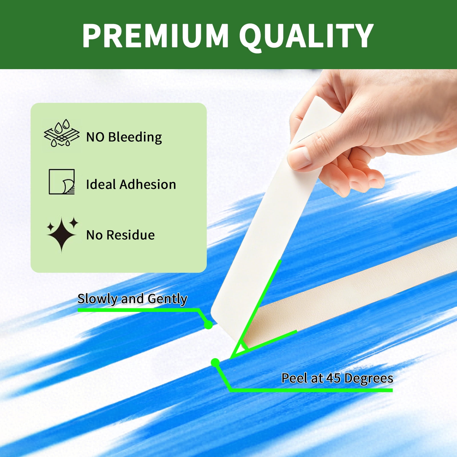 IZZONI General Purpose Painter's Tape - 1 Inch Wide, White Masking Tape, 3 Rolls - Easy Tear & Residue Free for Sharp Paint Lines
