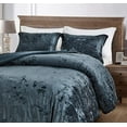 thumbnail image 3 of Chezmoi Collection Lux 3-Piece Storm Blue Shimmer Velvet Bedding Set Queen Size Lush Plush Velvet Comforter Set With Soft Brushed Microfiber Reverse, 3 of 9