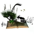 thumbnail image 2 of CafePress - A Piano Is Flying Out Of A Book. -  Round Wood Ornament 4", 2 of 2
