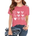 thumbnail image 2 of Girls Short Sleeve T Shirts Kids Summer Tops Loose Fit Comfy Crewneck Basic Tees 2‐13 Years Casual Cute Heart Print Shirt, 2 of 5