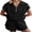 Black, variant on Women Two Piece Outfits Tracksuit Half Zip Lapel Cap Sleeve Sweatshirt High Waist Drawstring Shorts Set Sweatsuit