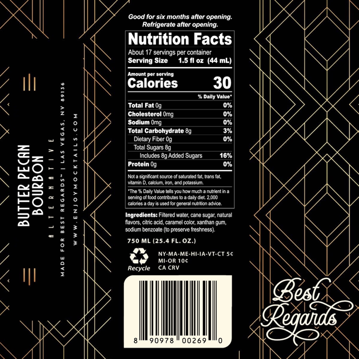 Butter Pecan Bourbon - Non-Alcoholic - Best Regards Liqueurs