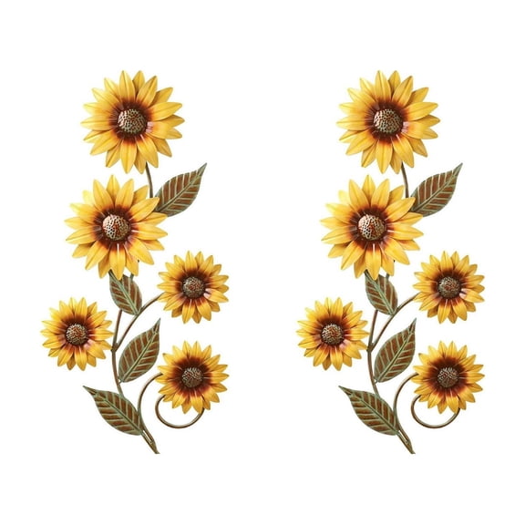 Rustic Metal Sunflower Wall Art 11.8 X 5.75 Inch Pack of 2 Rustic Outdoor Metal Wall Decor for Yard Garden Fence