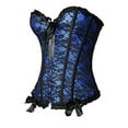 thumbnail image 3 of Miss Moly Womens Vintage Floral Overbust Corset Lace up Bustier Shapewear Outfit Blue 4XL, 3 of 5