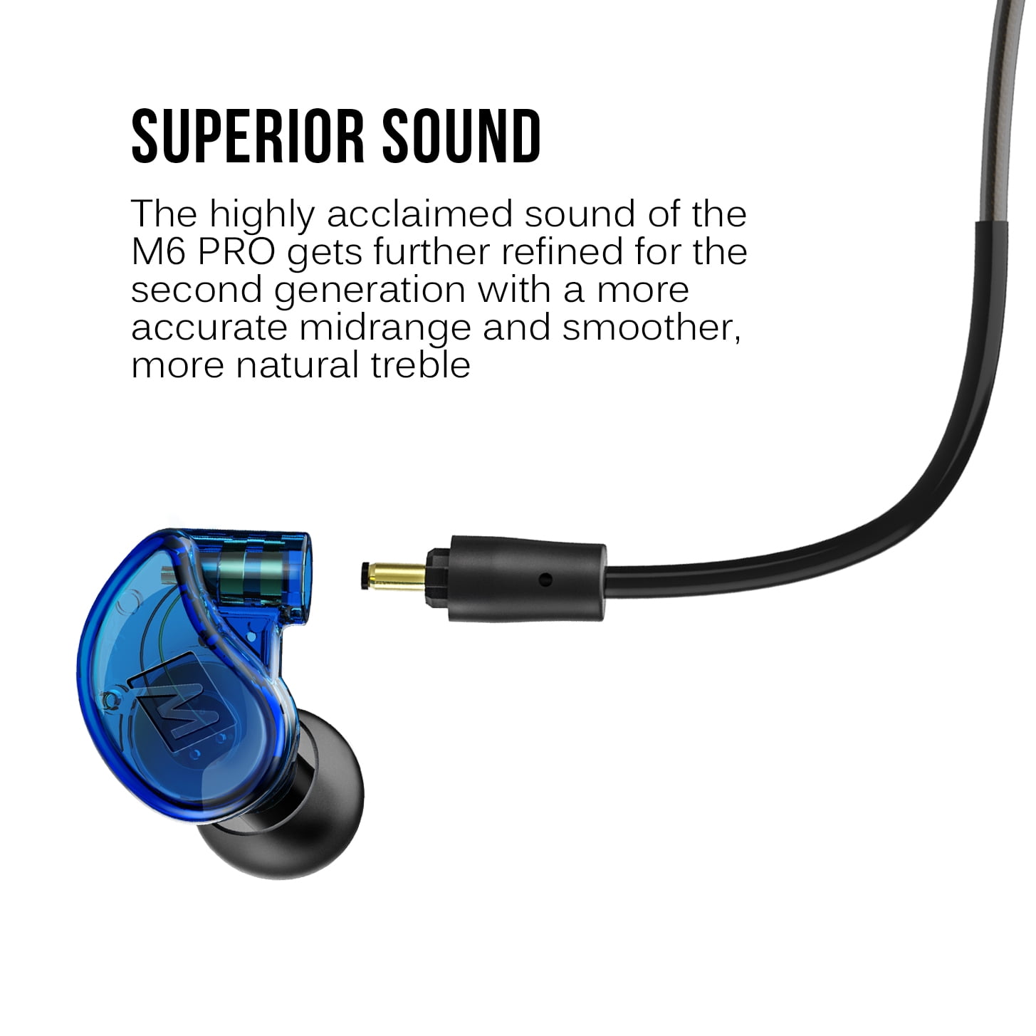MEE audio M6 PRO In Ear Monitor Headphones for Musicians, 2nd Gen Model With Upgraded Sound, 2 Cords