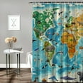 thumbnail image 2 of Orinice  4 Pcs Animal World Map Shower Curtain Set with Non-Slip Rugs, Toilet Lid Cover and Bath Mat, Kids Educational Shower Curtain with 12 Hooks, Geography Ocean Shower Curtains for Bathroom 69x72, 2 of 7