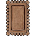 thumbnail image 1 of Scallop Pattern Jute Bohemian Area Rug (Black, 2'6"x14'), 1 of 5