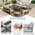 thumbnail image 4 of AECOJOY 7 Pieces Metal Patio Furniture Sets Patio Conversation Set Outdoor Sectional Sofa Metal Dining Furniture, Light Gray, 4 of 6