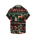 thumbnail image 2 of BLTIBY Christmas Shirt for Men Lapel Button Down Short Sleeve Hawaiian Shirts Xmas Snowman Printed Casual Holiday Shirts Tops Green 3XL, 2 of 5