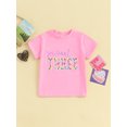 thumbnail image 2 of CIYCuIT Toddler Kids Girls Birthday T-shirt Cute Rainbow Letters Embroidered Short Sleeve Pullovers 2T 3T 4T 5T 6T Little Girls Casual Summer Tops, 2 of 8