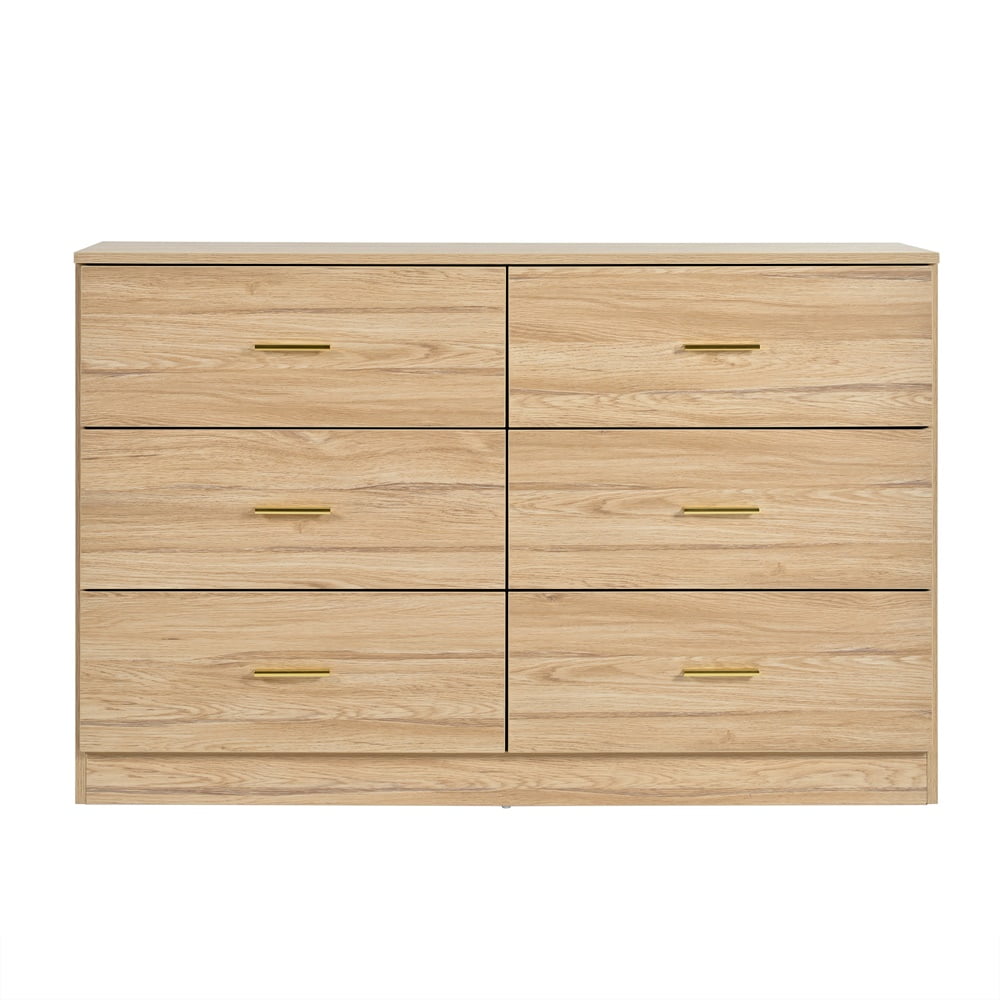 MAYEERTY Modern Natural 6-Drawer Dresser for Bedroom, Wide Chest with Ample Storage, Sturdy & Safe