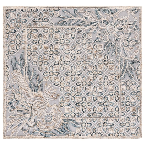 SAFAVIEH Trace Sefton Oriental Area Rug, Grey/Beige, 6' x 6' Square