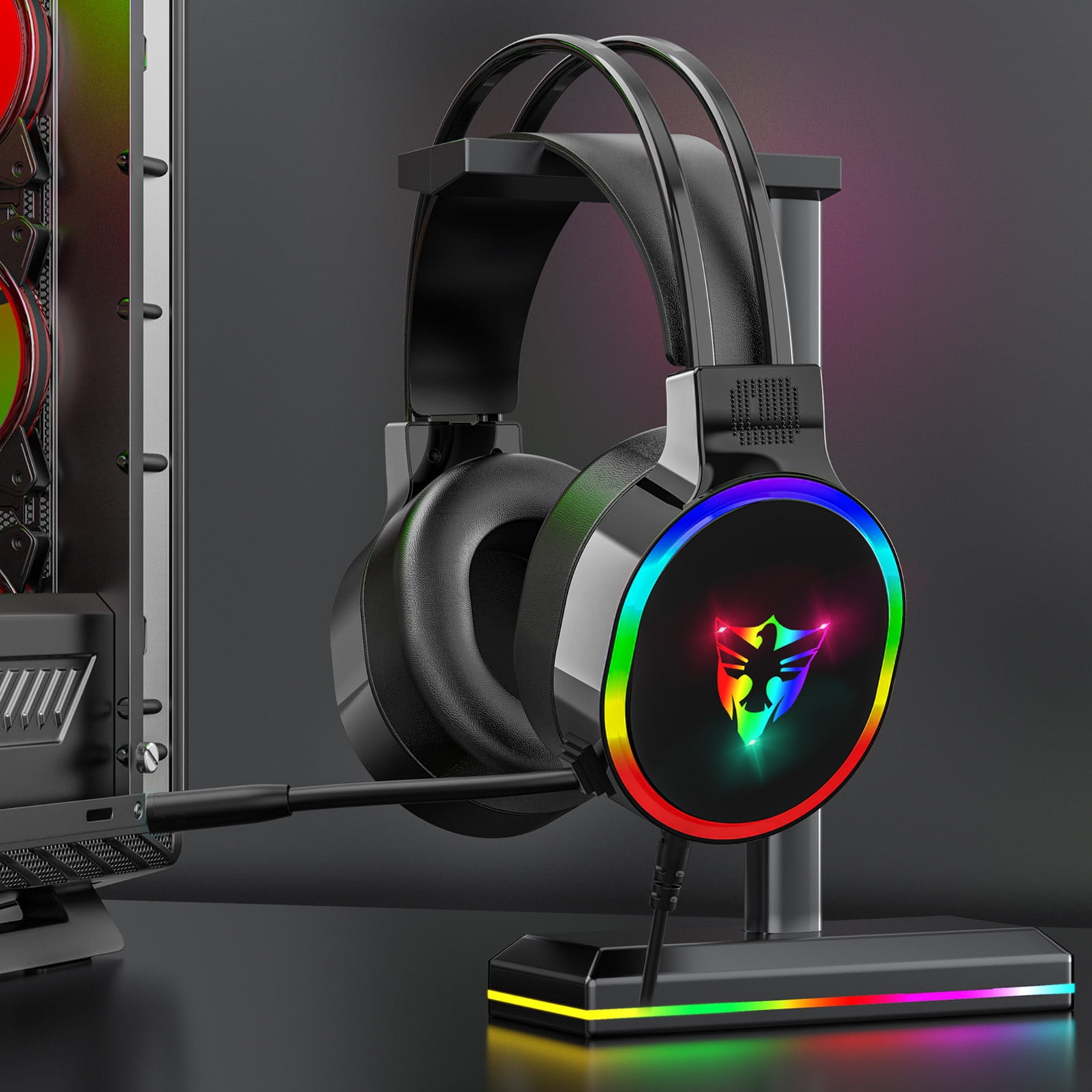 pstuiky Gaming Headset With Microphone Most Laptop Over Ear Headphones With LED RGB Light Noise Canceling Mic 7.1 Stereo Surround Sound Sale Walmart