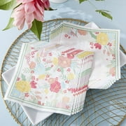 Kate Aspen Decorative Paper Napkins - Set of 60 - 6.5 Inch Durable Disposable Serveware, Easy Cleanup for Birthday, Wedding, Bridal Shower, Baby Shower, Anniversary Party (Bulk) - Garden Blooms