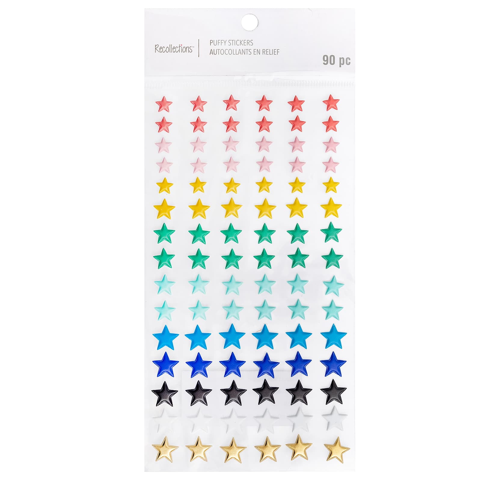 12 Packs 90 ct. (1,080 total) Puffy Rainbow Star Stickers by