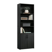 Mainstays Traditional 5 Shelf Bookcase with Doors, Black Finish