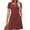 A-Red, variant on SHINE UP Dresses for Women Summer Square Neck Short Sleeve Knee Length Dress with Pockets