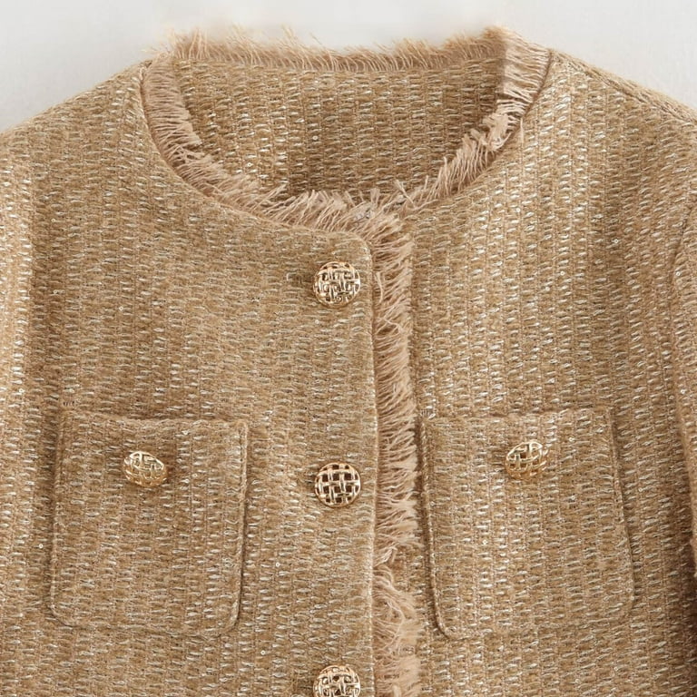 Olyvenn Women Tweed Jacket Frayed Cropped Jacket Womens Olyvenn Women Tweed Jacket Frayed Cropped Jacket Womens