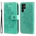 thumbnail image 3 of for Samsung Galaxy S24 Ultra Wallet Case for Women, with Card Holder Embossed Mandala Flower Flip PU Leather Magnetic Protective Kickstand Cover with Lanyard for Samsung Galaxy S24 Ultra, Green, 3 of 9
