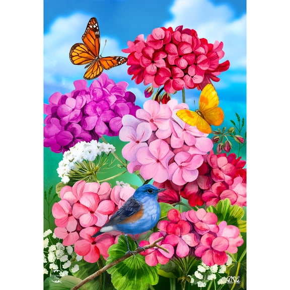 Briarwood Lane Spring Garden Flag 12x18 For Outdoor Geraniums in Bloom For Spring Garden Flag Flags For Outside