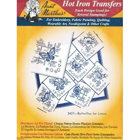 Butterflies for Linens Aunt Martha's Hot Iron Embroidery Transfer